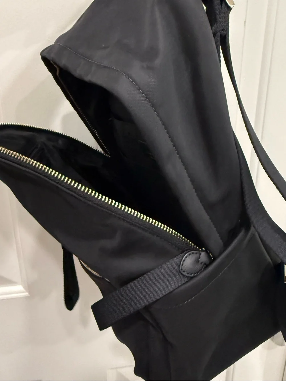 Kat Spade NY Chelsea Black Nylon Compact Backpack with Front Zip Pocket